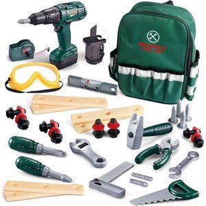 35 Pieces Kids Tool Set, Including Electronic Cordless Drill, Pretend Play Toy